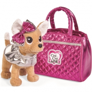 Плюшевая собачка Chi Chi Love (Чи Чи Лав) Glam Fashion с розовой сумочкой  и бантом